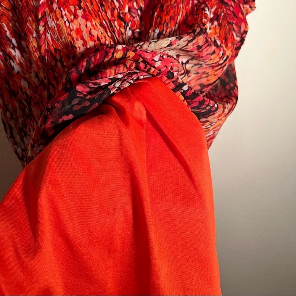 Liz Claiborne Orange Black Graphic Short Sleeve Blouse Cami - Picture 4 of 5